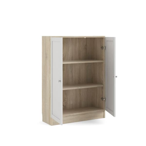 Base reol 2 låger eg struktur dekor, hvid.