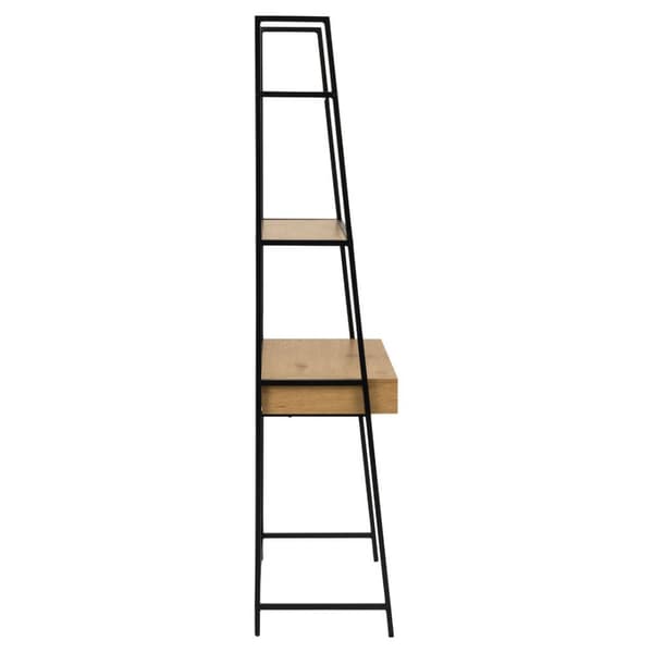 Sea reol skrivebord, 2 hylder, 1 skuffe natur, sort.
