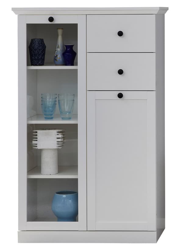 BrandsonBaxter Vitrineskab 81 x 129 cm 2 låger, 2 skuffer hvid.