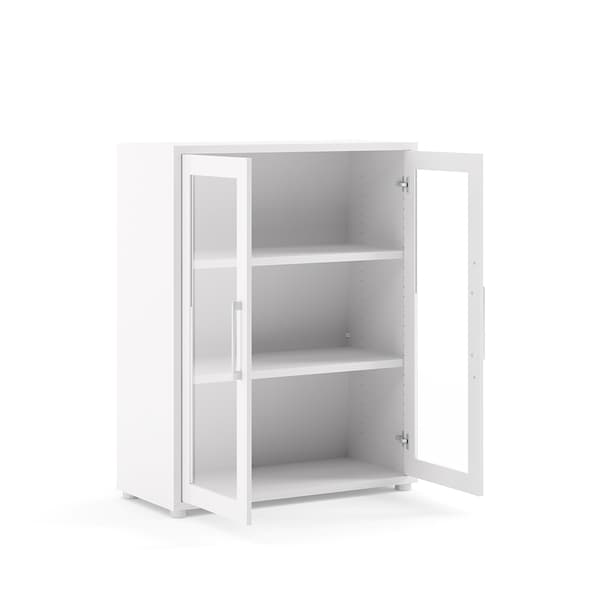 Prisme kontorhyller 2 glassdører hvit.
