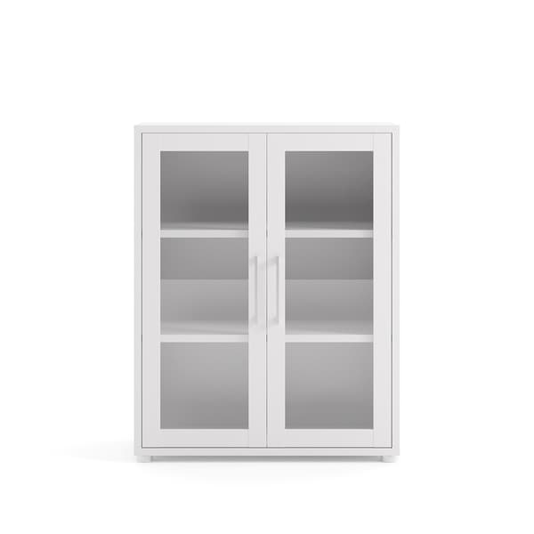 Prisme kontorhyller 2 glassdører hvit.
