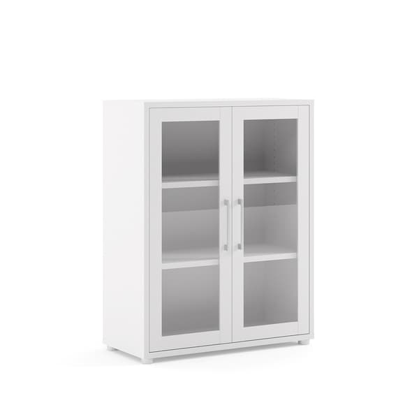 Prisme kontorhyller 2 glassdører hvit.