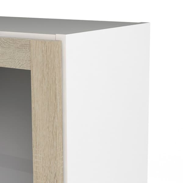 Base reol 1 glassdør og 2 hyller hvit, eik struktur dekor.