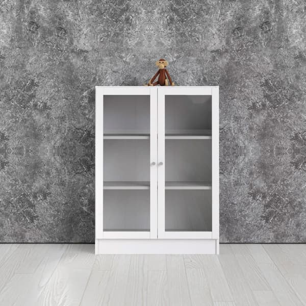 Base reol 2 glassdører hvit.