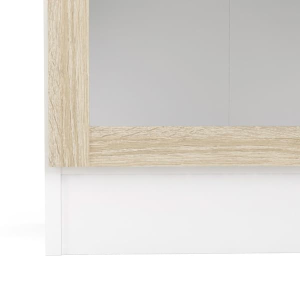 Base reol 2 glassdører hvit, eik struktur dekor.