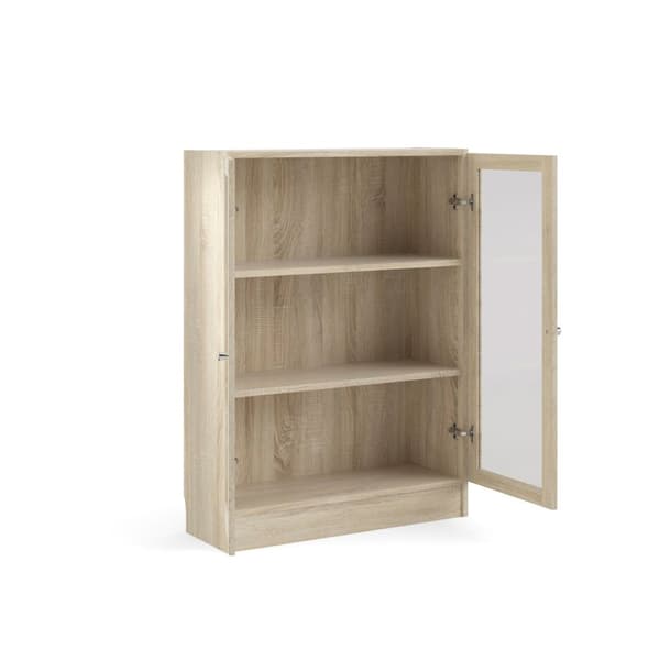 Base reol 2 glassdører eik struktur dekor.