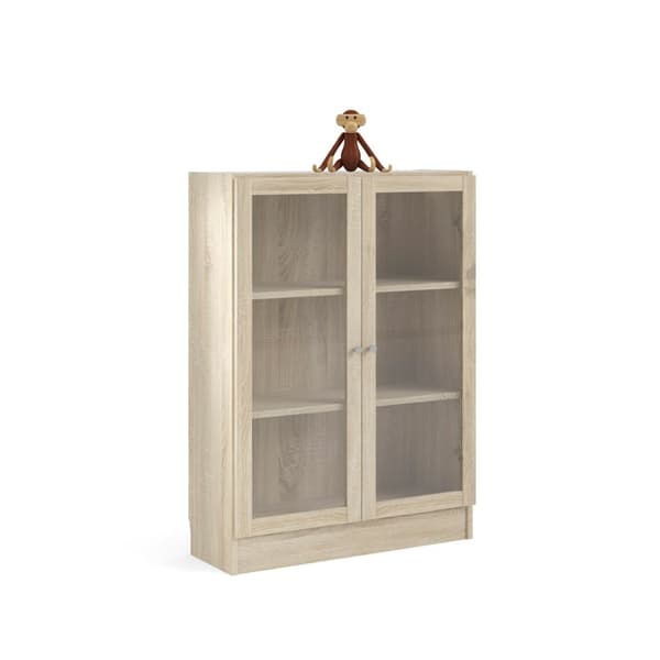 Base reol 2 glassdører eik struktur dekor.