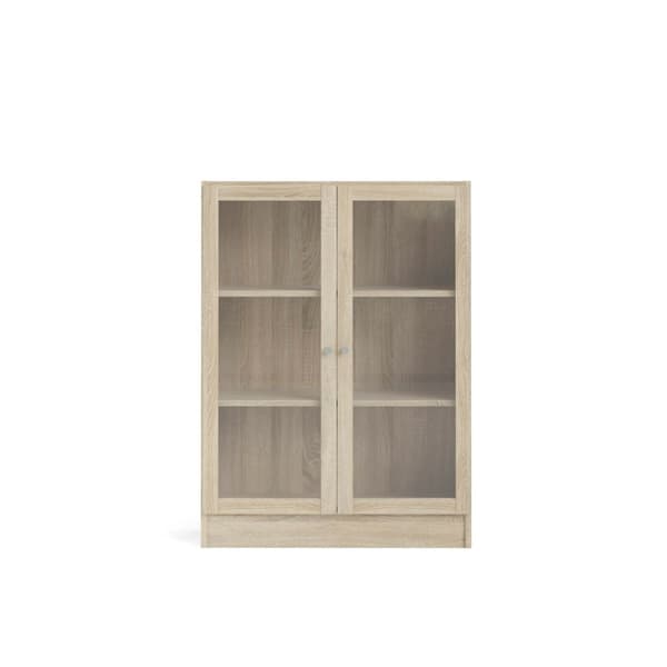 Base reol 2 glassdører eik struktur dekor.