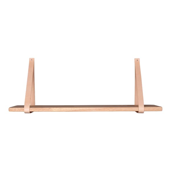 Foyle vegghylle 120x20 cm natur olie, skinnstropper brun.