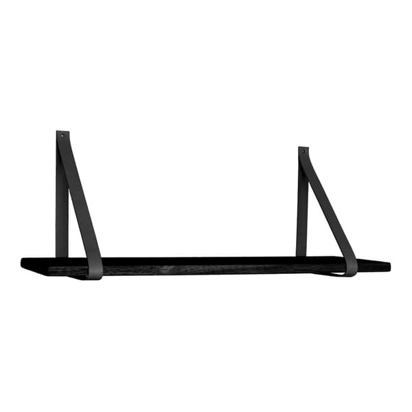 Foyle vegghylle 80x20 cm svart, skinnstropper svart.