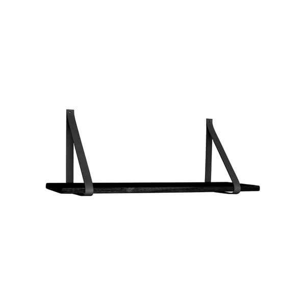 Foyle vegghylle 80x20 cm svart, skinnstropper svart.