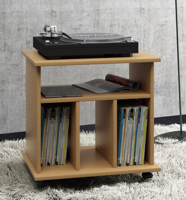 Retal hylle retro til LP-plater 4 hyller bøk dekor.