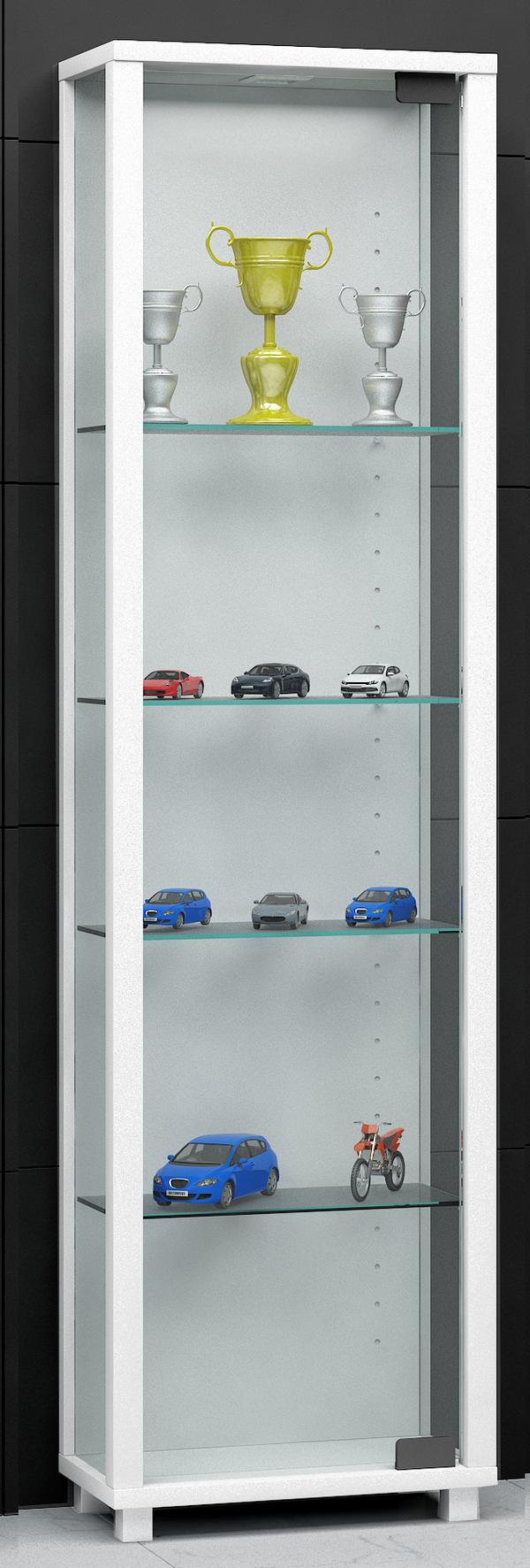 Edana Mini vitrineskap 1 glassdør, glassmontre med 4 hyller hvit.