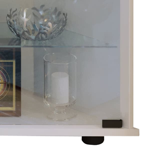 Jecka vitrineskap , hjørneskap med 2 glassdører og LED-lys hvit.