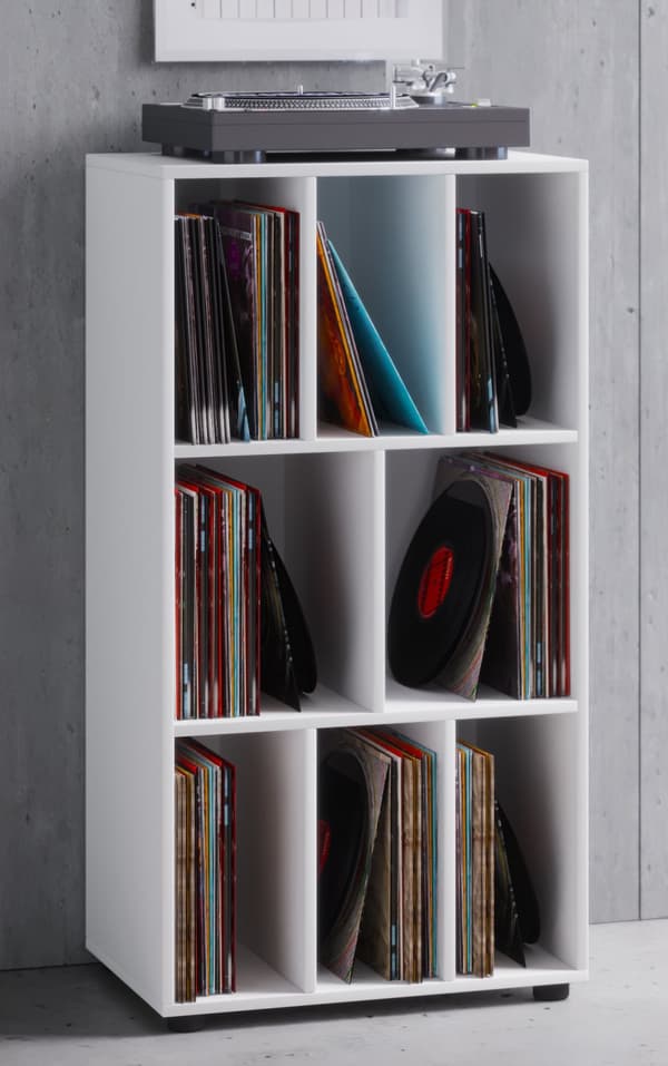 Schaltino hylle retro til LP-plater 8 rom hvit.