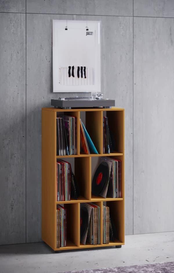 Schaltino hylle retro til LP-plater 8 rom bøk dekor.