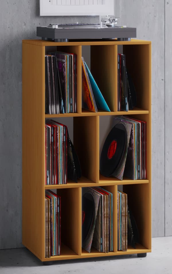 Schaltino hylle retro til LP-plater 8 rom bøk dekor.