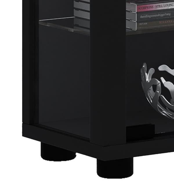 Lumo Mini vitrineskap med LED-lys og 8 glasshyller svart.