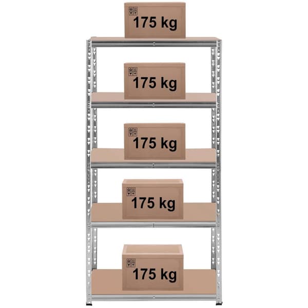 MSW Lagerhylla - 90 x 60 x 180 cm - för 5 x 175 kg - grå