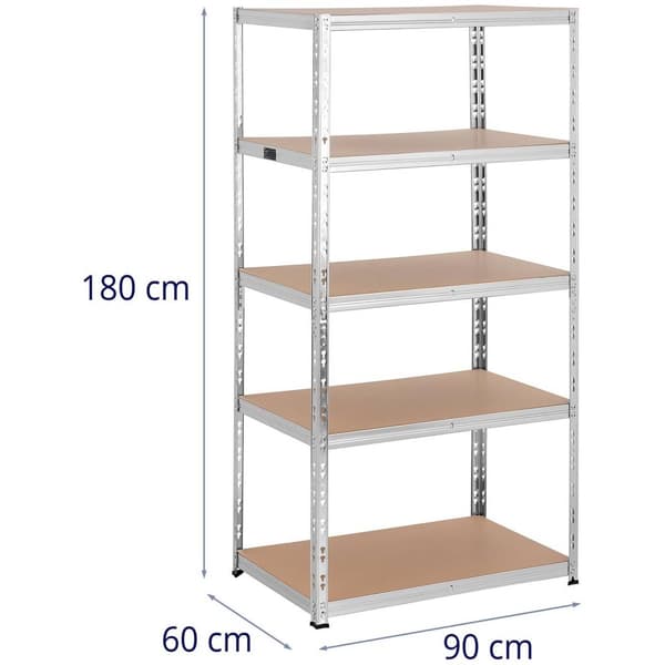MSW Lagerhylla - 90 x 60 x 180 cm - för 5 x 175 kg - grå