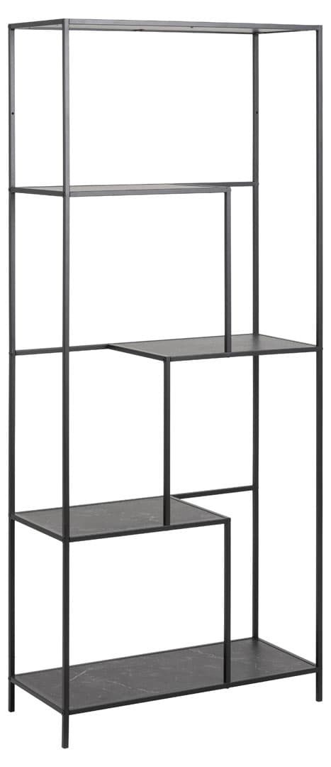 Infinity bokhylla 4 hyllor marmor look svart.