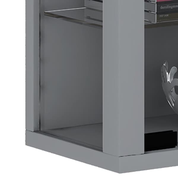 Vitrosa Mini vitrineskap vegghengt med 2 glassdører og 8 glasshyller sølvfarget.