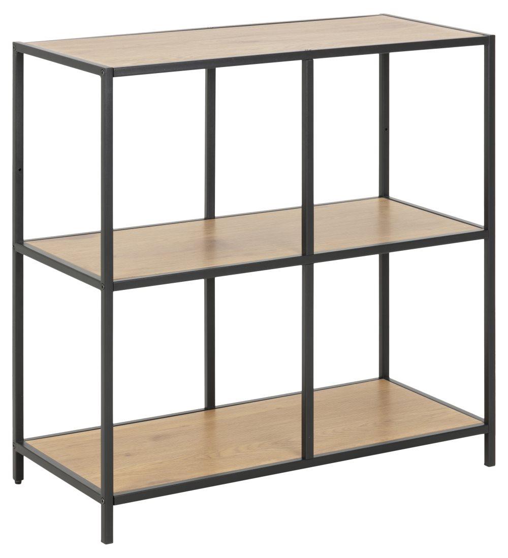 Sea bokhylla 1 hylla ek, svart metall.