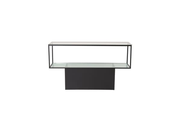 Maglehem hylle med hylle 35x130 cm glass, svart.