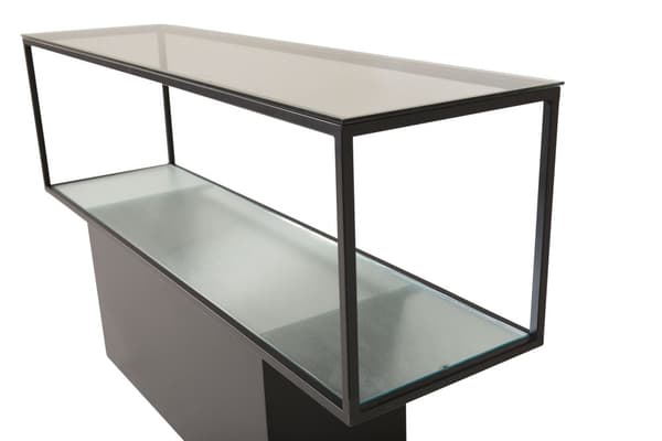 Maglehem reol med hylde 35x130 cm glas, sort.