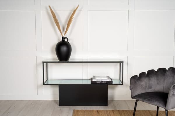 Maglehem reol med hylde 35x130 cm glas, sort.