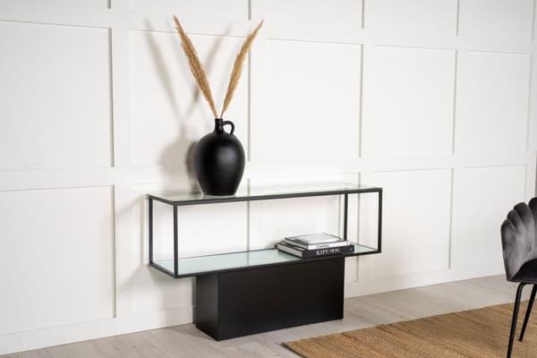 Maglehem reol med hylde 35x130 cm glas, sort.