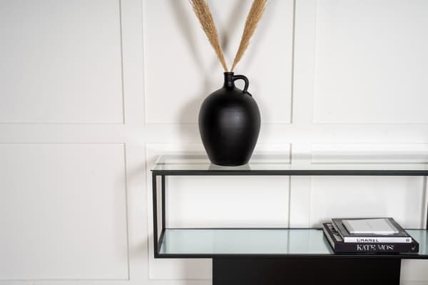 Maglehem reol med hylde 35x130 cm glas, sort.