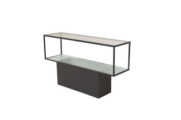 Maglehem reol med hylde 35x130 cm glas, sort.