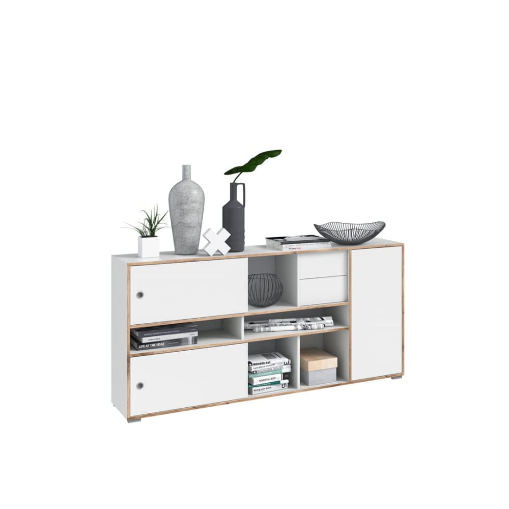 Jesper bokhylla 3 dörrar, 2 lådor vit.