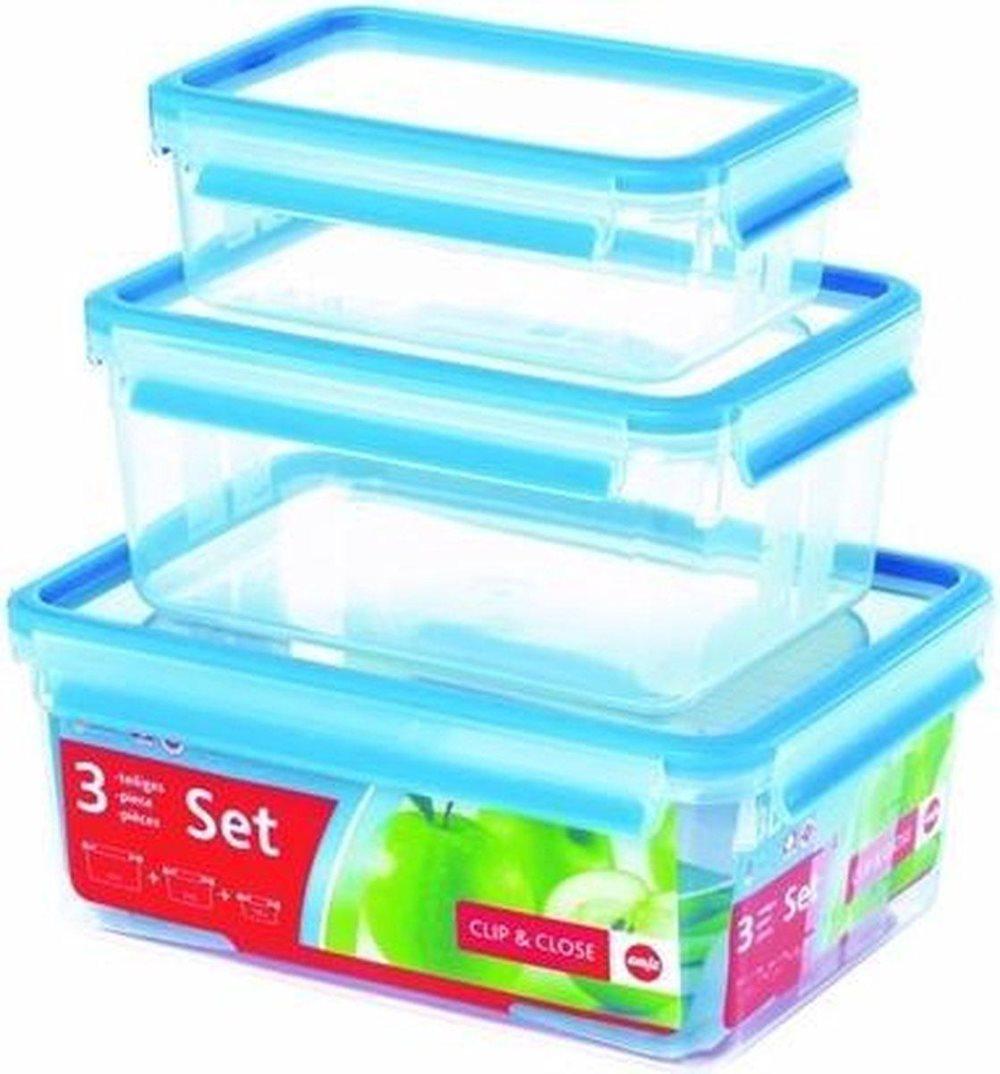 Emsa Food Clip&Close 508567 3p Set transparent/blått