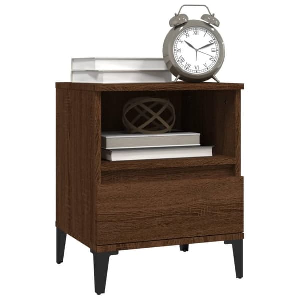 vidaXL sengeborde 2 stk. 40x35x50 cm brun egetræsfarve