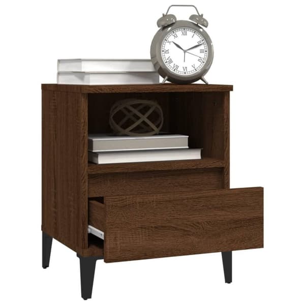 vidaXL sengeborde 2 stk. 40x35x50 cm brun egetræsfarve