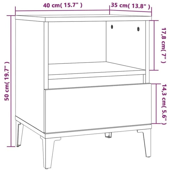 vidaXL sengeborde 2 stk. 40x35x50 cm brun egetræsfarve
