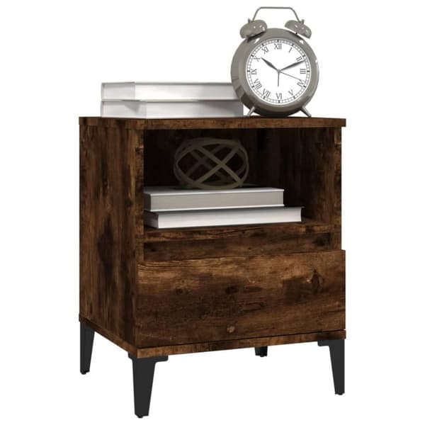 vidaXL sengeborde 2 stk. 40x35x50 cm røget egetræsfarve