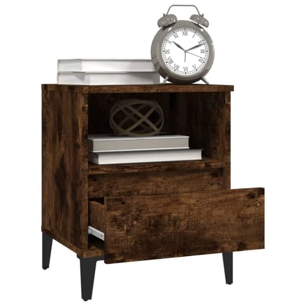 vidaXL sengeborde 2 stk. 40x35x50 cm røget egetræsfarve
