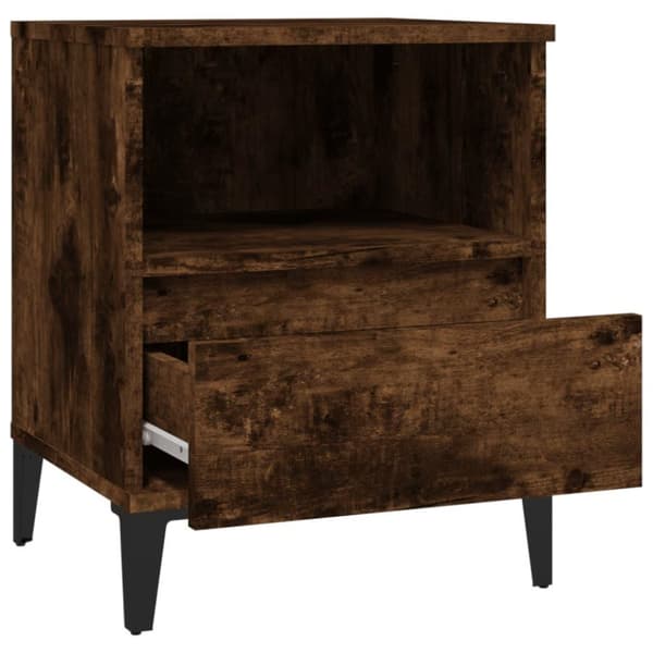 vidaXL sengeborde 2 stk. 40x35x50 cm røget egetræsfarve