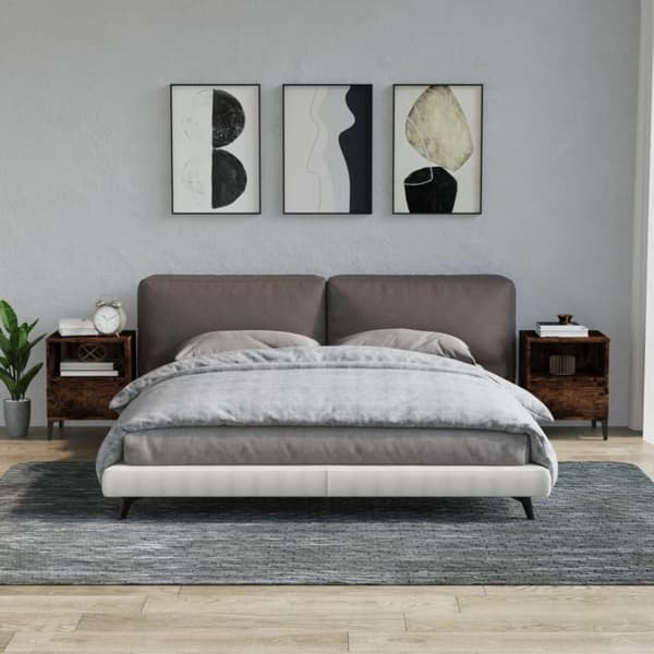 vidaXL sengeborde 2 stk. 40x35x50 cm røget egetræsfarve