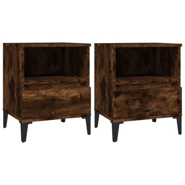 vidaXL sengeborde 2 stk. 40x35x50 cm røget egetræsfarve