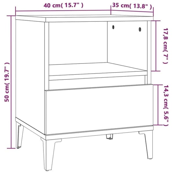 vidaXL Nattbord 2 stk hvit 40x35x50