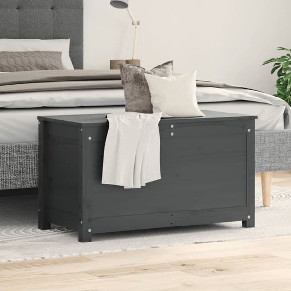 vidaXL opbevaringskasse 80x40x45,5 cm massivt fyrretræ grå