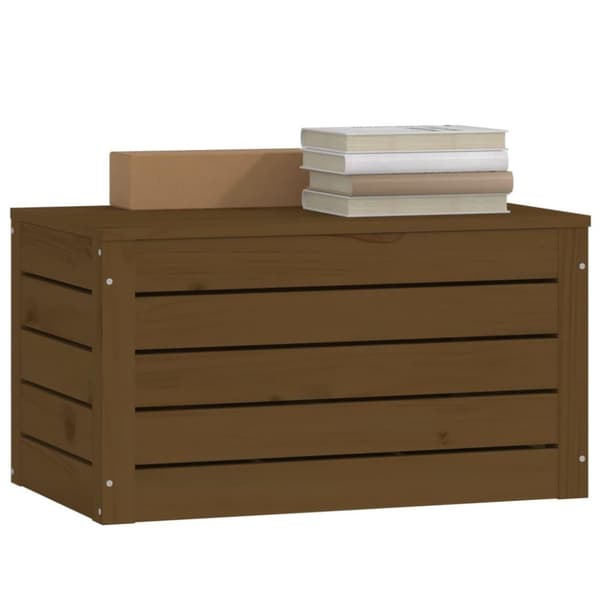 vidaXL opbevaringskasse 59,5x36,5x33 cm massivt fyrretræ gyldenbrun