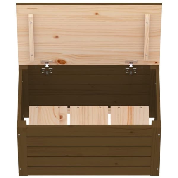 vidaXL opbevaringskasse 59,5x36,5x33 cm massivt fyrretræ gyldenbrun