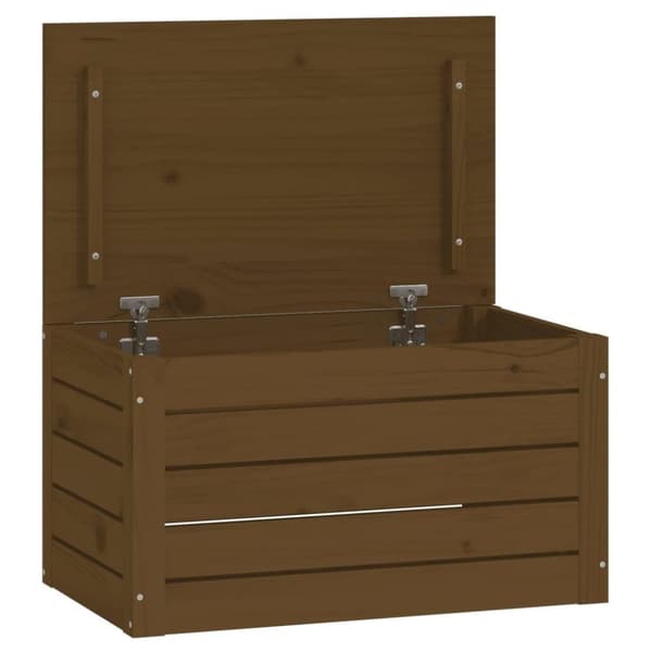 vidaXL opbevaringskasse 59,5x36,5x33 cm massivt fyrretræ gyldenbrun