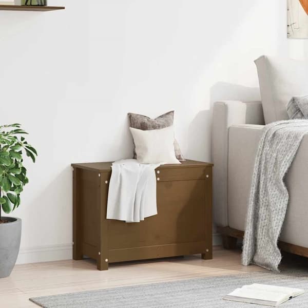vidaXL opbevaringskasse 60x32x45,5 cm massivt fyrretræ gyldenbrun