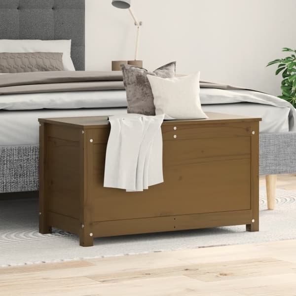 vidaXL opbevaringskasse 80x40x45,5 cm massivt fyrretræ gyldenbrun